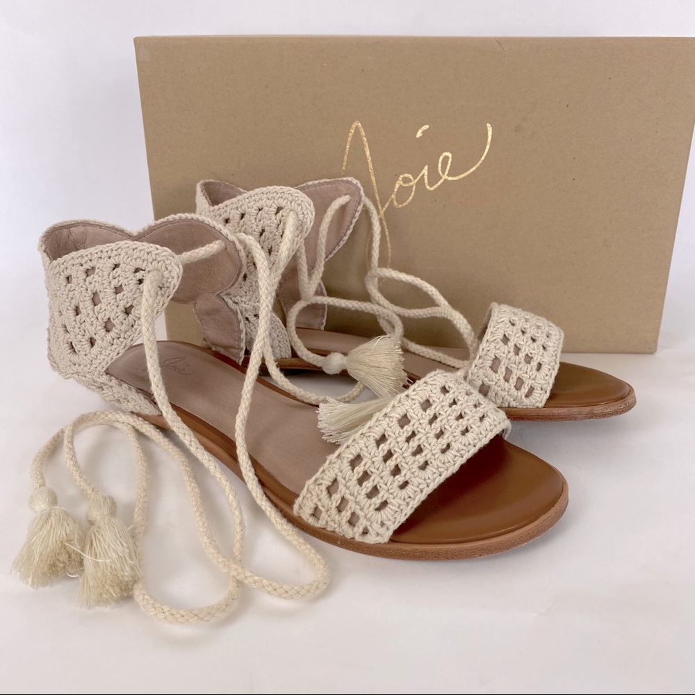 Joie Crochet Lace Up Sandals